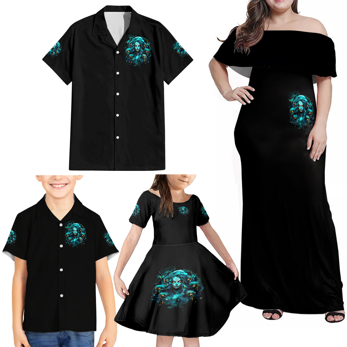 Lady Skull Family Matching Off Shoulder Maxi Dress and Hawaiian Shirt Assuming I Was Like Most Girls Was Your First Mistake - Wonder Print Shop
