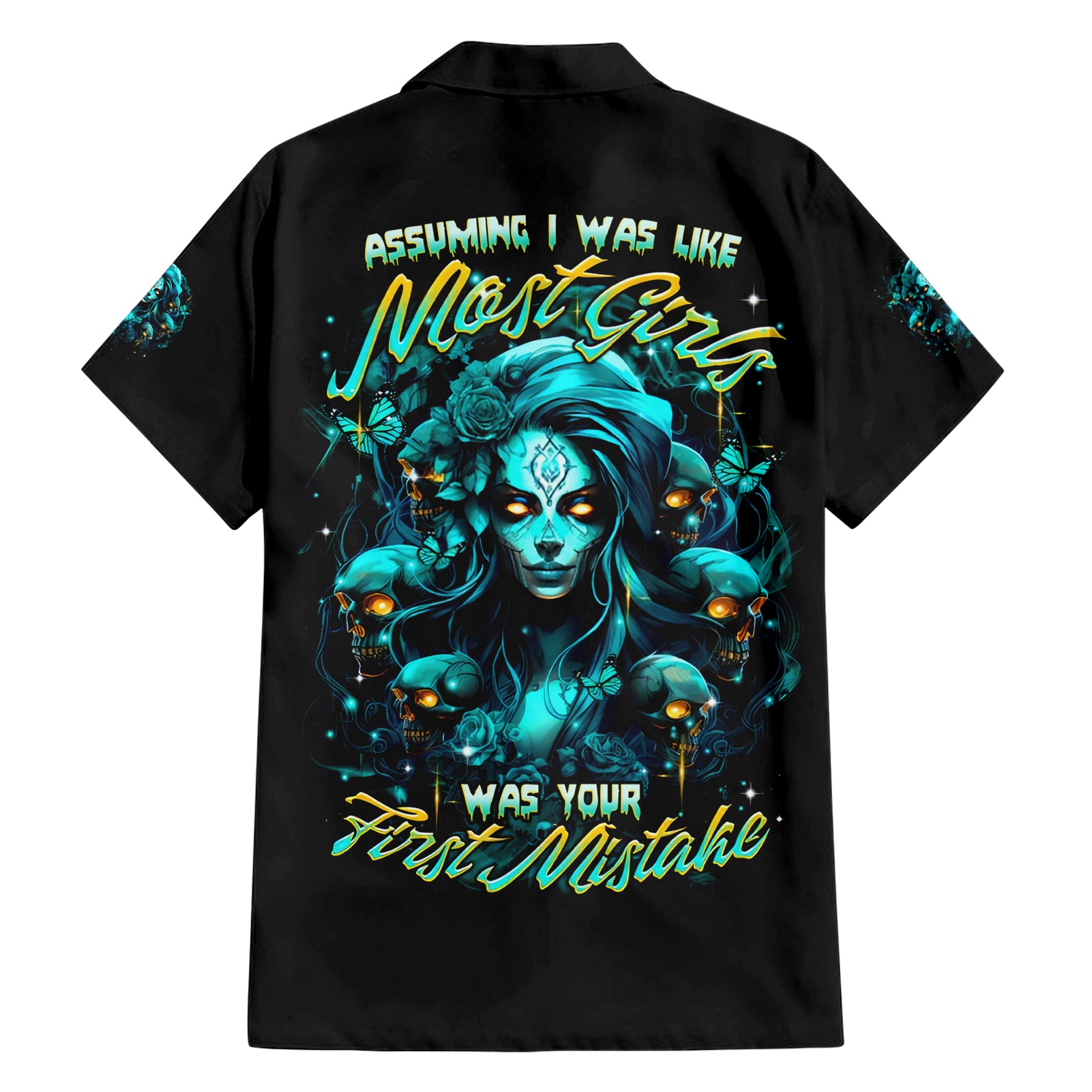 Lady Skull Hawaiian Shirt Assuming I Was Like Most Girls Was Your First Mistake - Wonder Print Shop