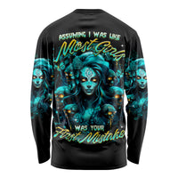 Lady Skull Long Sleeve Shirt Assuming I Was Like Most Girls Was Your First Mistake - Wonder Print Shop
