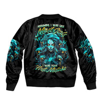 Lady Skull Sleeve Zip Bomber Jacket Assuming I Was Like Most Girls Was Your First Mistake - Wonder Print Shop