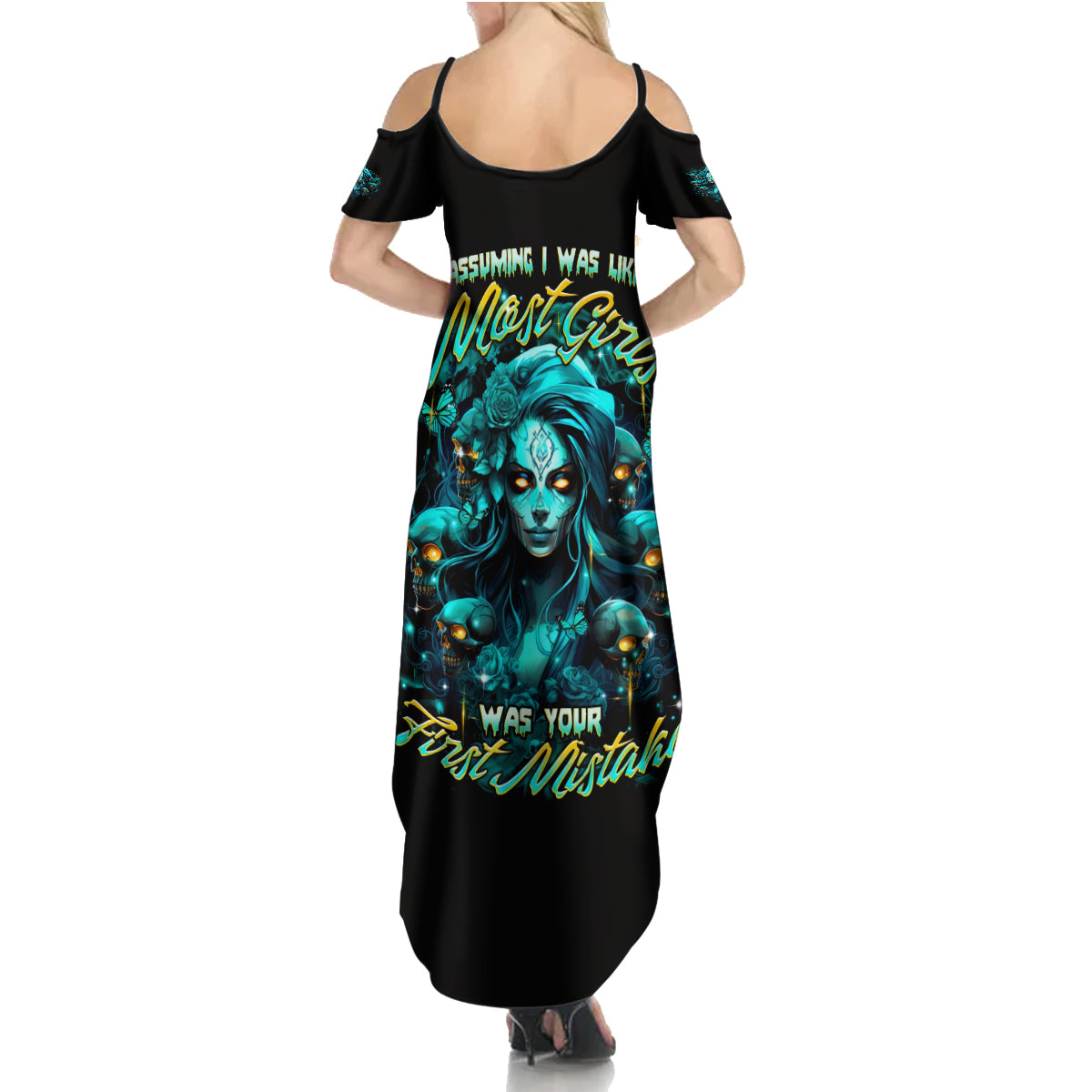 Lady Skull Summer Maxi Dress Assuming I Was Like Most Girls Was Your First Mistake - Wonder Print Shop