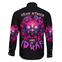 Rose Skull Family Matching Long Sleeve Bodycon Dress and Hawaiian Shirt Stuck Between IDK IDC And IDGAF - Wonder Print Shop