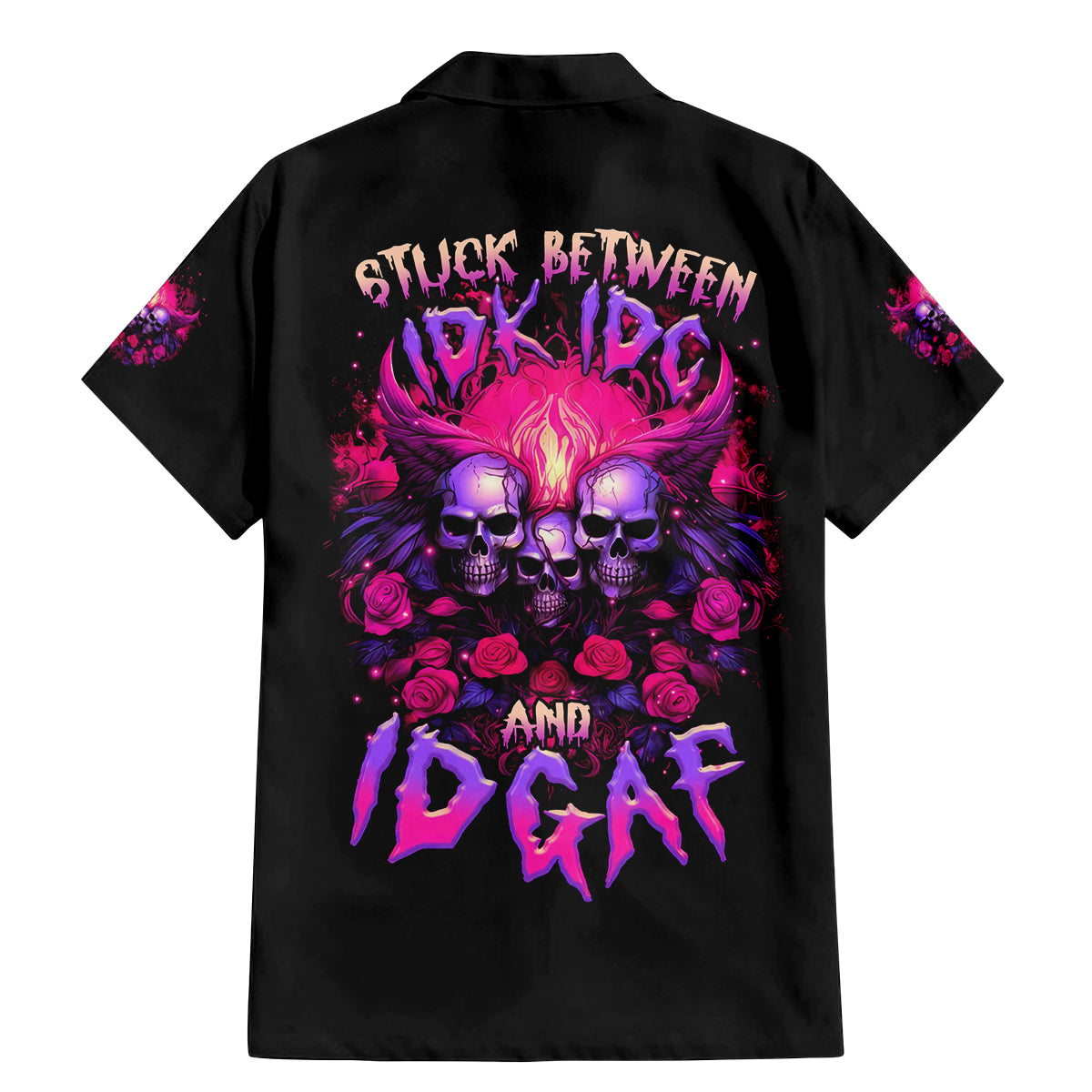 Rose Skull Family Matching Mermaid Dress and Hawaiian Shirt Stuck Between IDK IDC And IDGAF - Wonder Print Shop