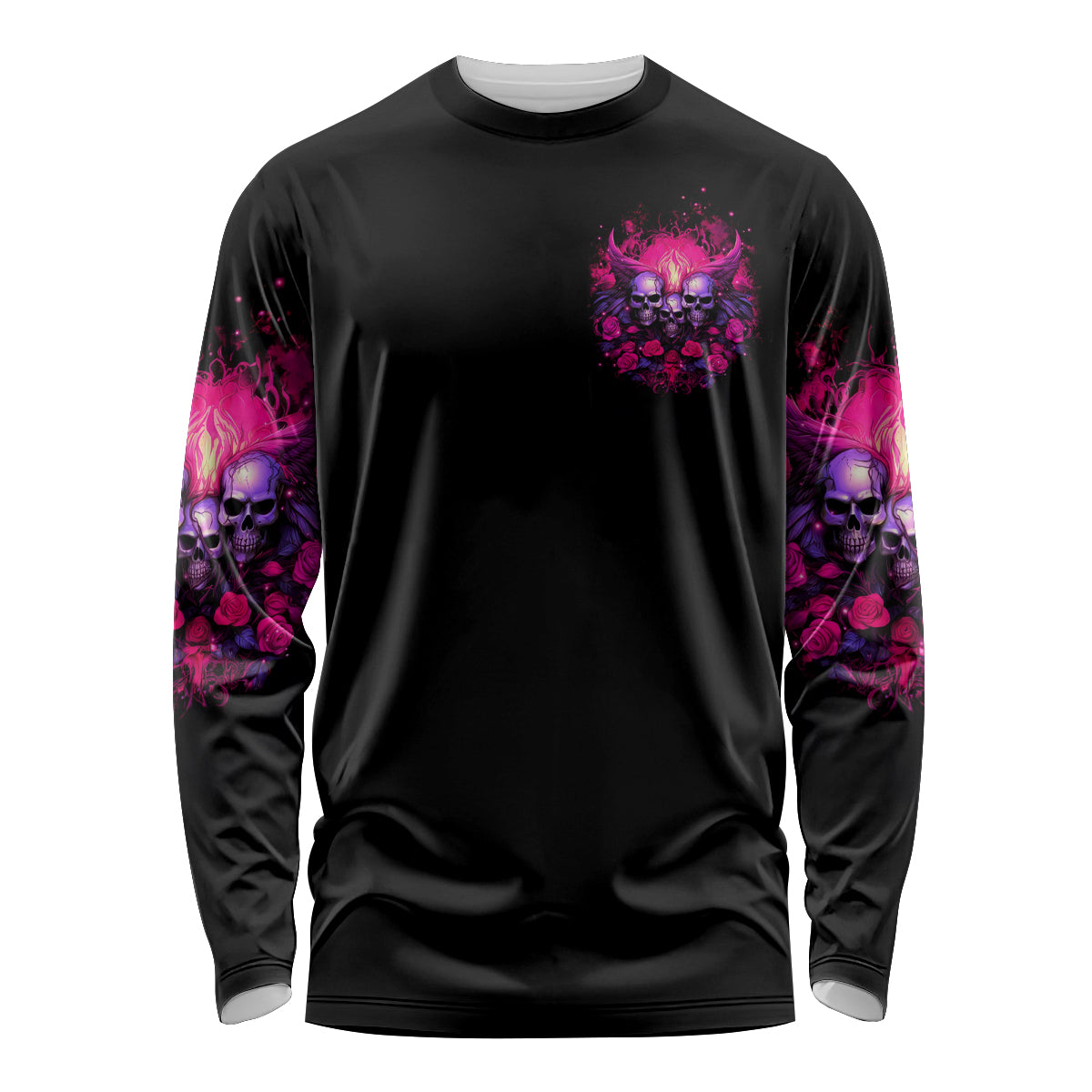 Rose Skull Long Sleeve Shirt Stuck Between IDK IDC And IDGAF - Wonder Print Shop