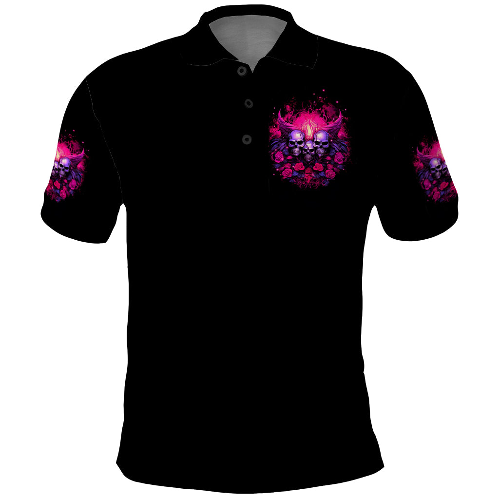 Rose Skull Polo Shirt Stuck Between IDK IDC And IDGAF - Wonder Print Shop