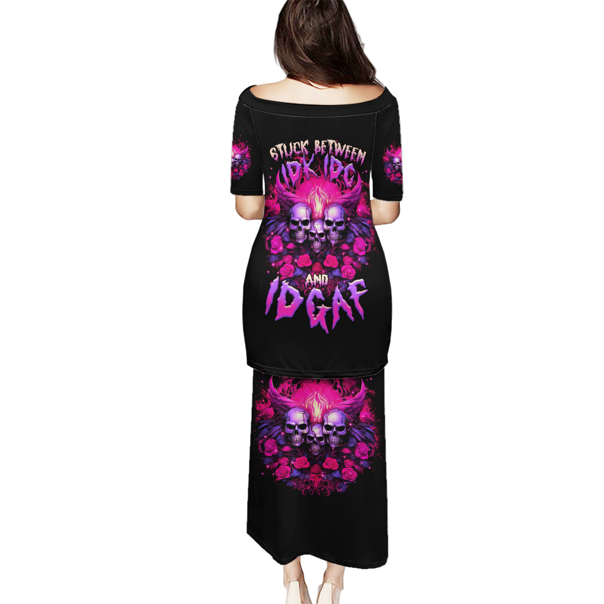 Rose Skull Puletasi Stuck Between IDK IDC And IDGAF - Wonder Print Shop