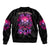 Rose Skull Sleeve Zip Bomber Jacket Stuck Between IDK IDC And IDGAF - Wonder Print Shop