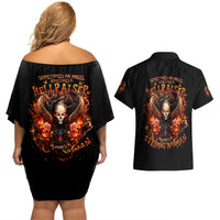 Angel Skull Couples Matching Off Shoulder Short Dress and Hawaiian Shirt Sometimes An Angel Sometimes A Hellrasier - Wonder Print Shop