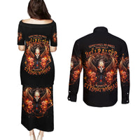 Angel Skull Couples Matching Puletasi and Long Sleeve Button Shirt Sometimes An Angel Sometimes A Hellrasier - Wonder Print Shop