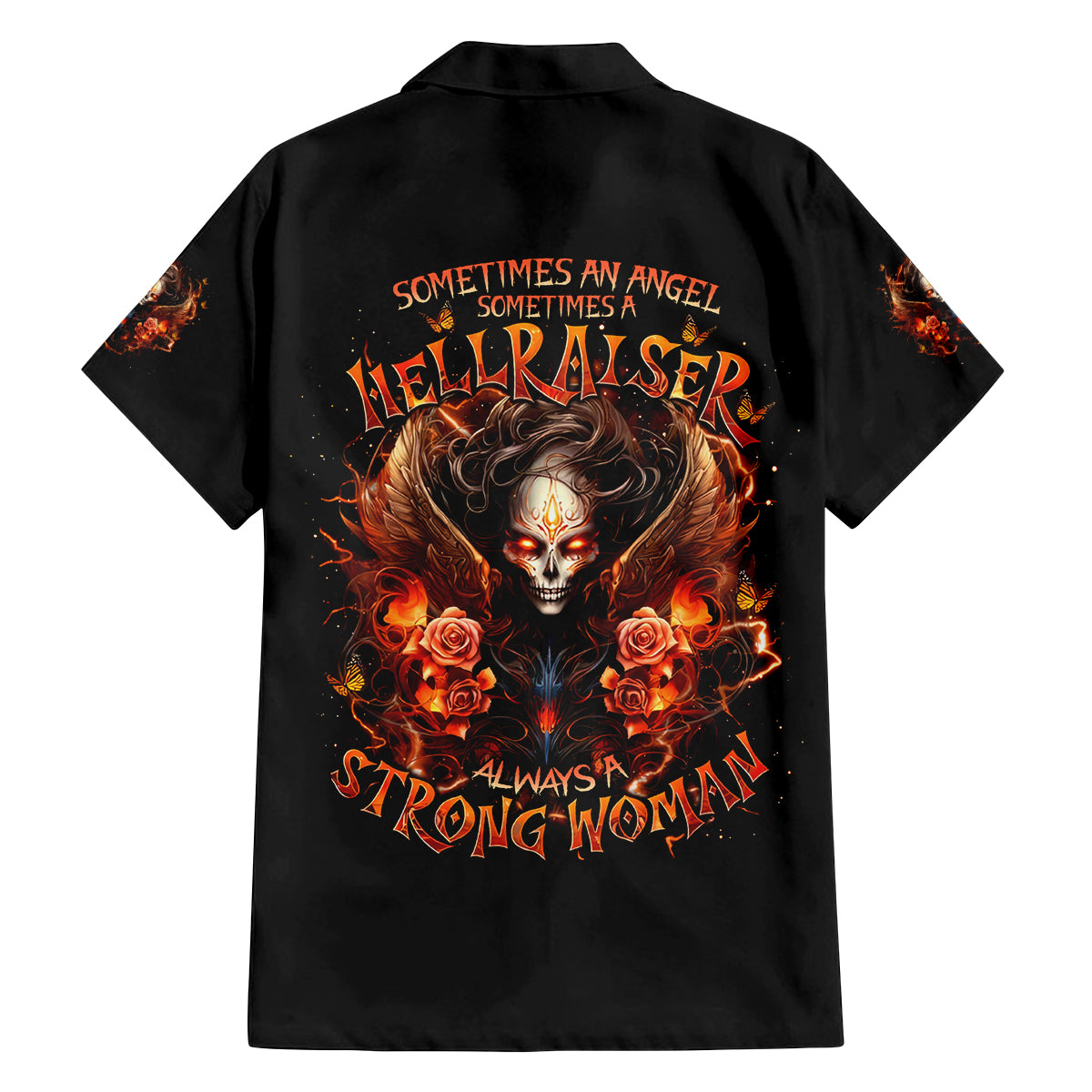 Angel Skull Family Matching Long Sleeve Bodycon Dress and Hawaiian Shirt Sometimes An Angel Sometimes A Hellrasier - Wonder Print Shop