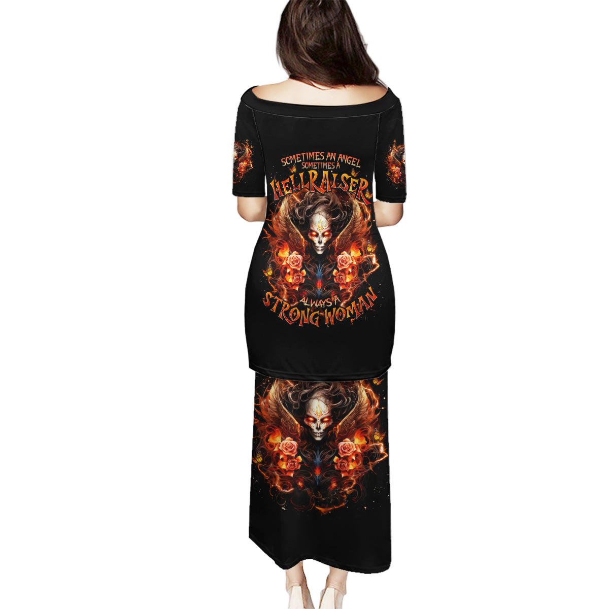 Angel Skull Family Matching Puletasi and Hawaiian Shirt Sometimes An Angel Sometimes A Hellrasier - Wonder Print Shop