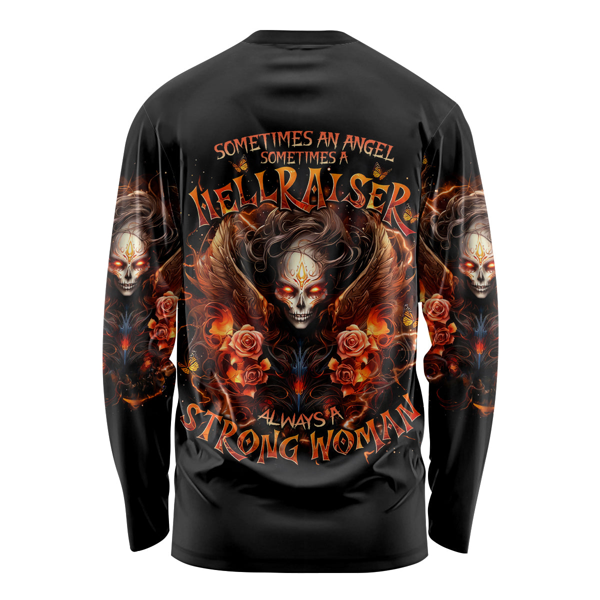 Angel Skull Long Sleeve Shirt Sometimes An Angel Sometimes A Hellrasier - Wonder Print Shop