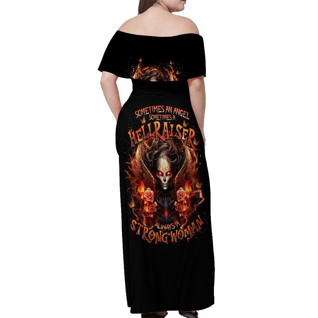 Angel Skull Off Shoulder Maxi Dress Sometimes An Angel Sometimes A Hellrasier - Wonder Print Shop