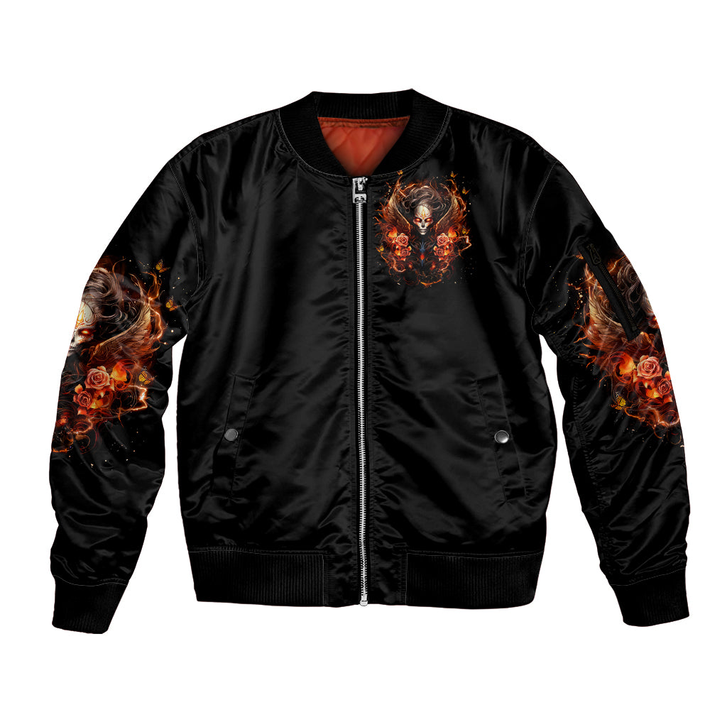 Angel Skull Sleeve Zip Bomber Jacket Sometimes An Angel Sometimes A Hellrasier - Wonder Print Shop