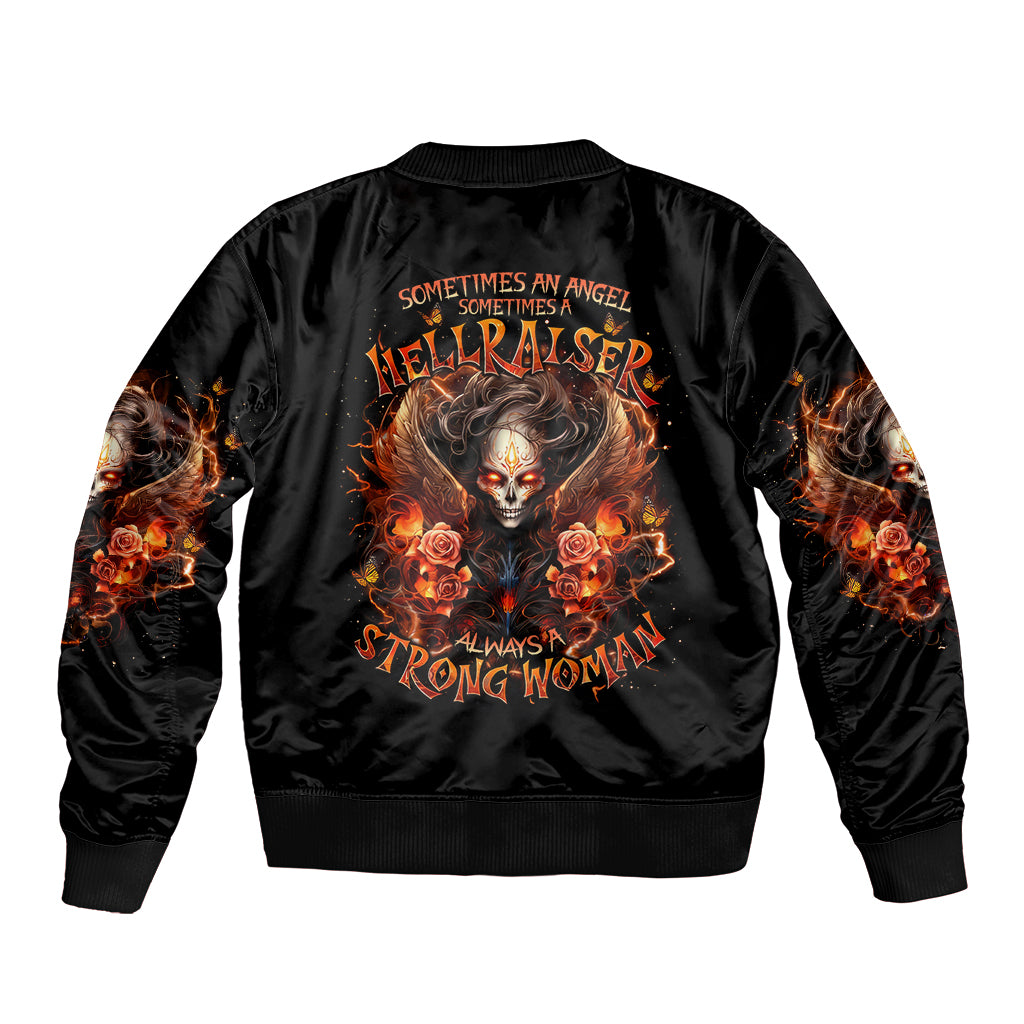 Angel Skull Sleeve Zip Bomber Jacket Sometimes An Angel Sometimes A Hellrasier - Wonder Print Shop