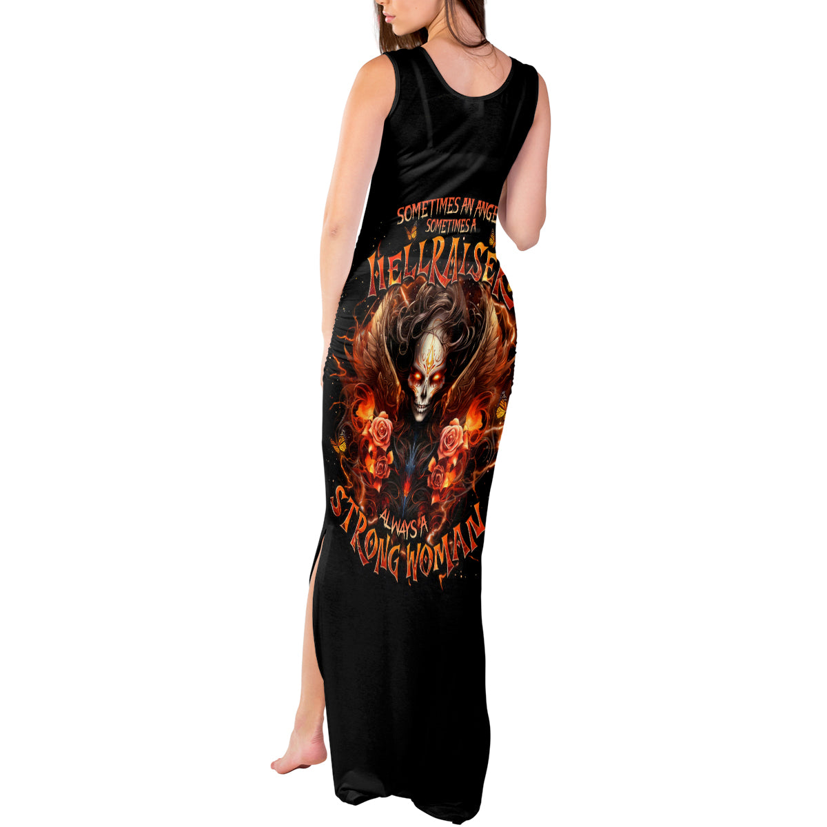 Angel Skull Tank Maxi Dress Sometimes An Angel Sometimes A Hellrasier - Wonder Print Shop