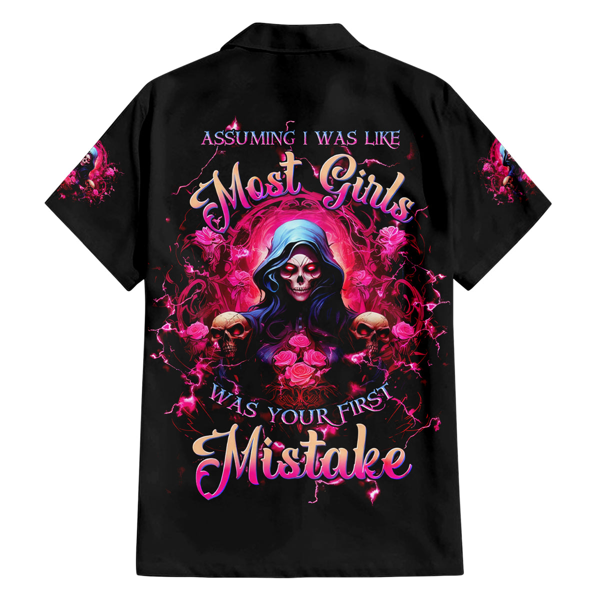 Rose Skull Hawaiian Shirt I Hold A Beast An Angel And A Crazy Lady In Me - Wonder Print Shop