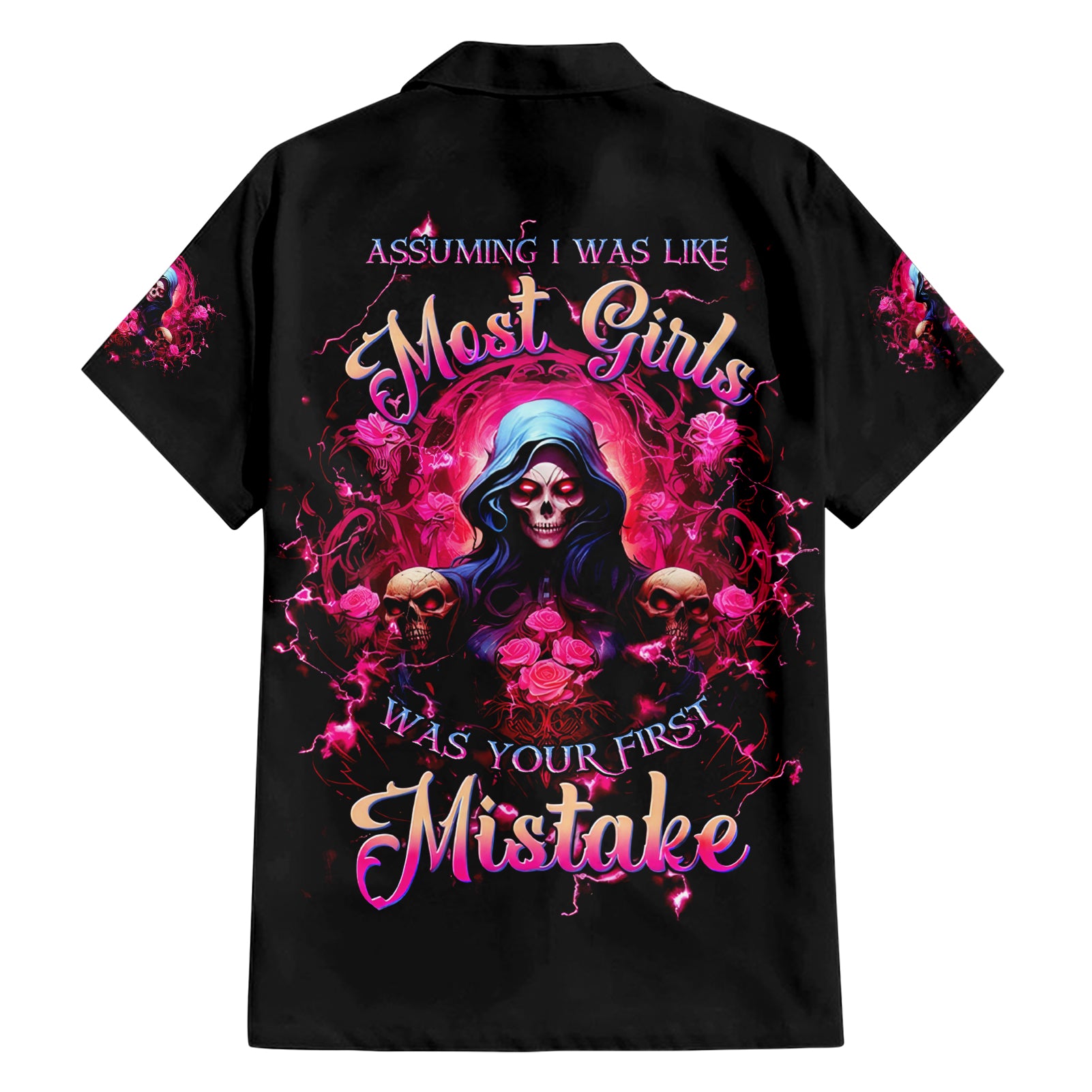 Rose Skull Hawaiian Shirt I Hold A Beast An Angel And A Crazy Lady In Me - Wonder Print Shop