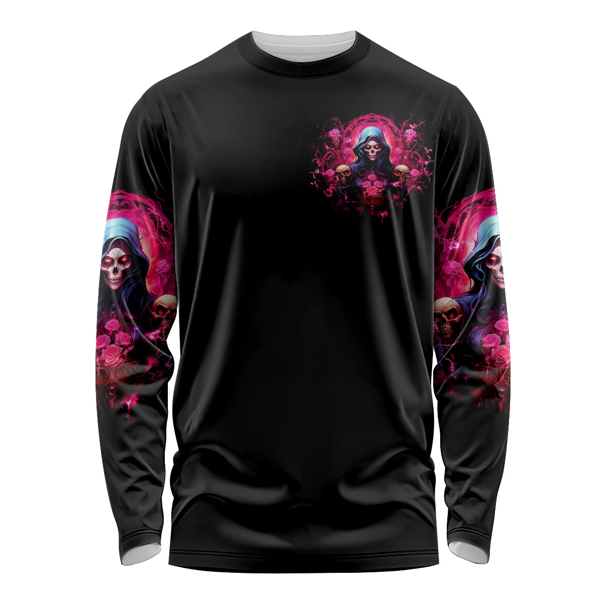 Rose Skull Long Sleeve Shirt I Hold A Beast An Angel And A Crazy Lady In Me - Wonder Print Shop