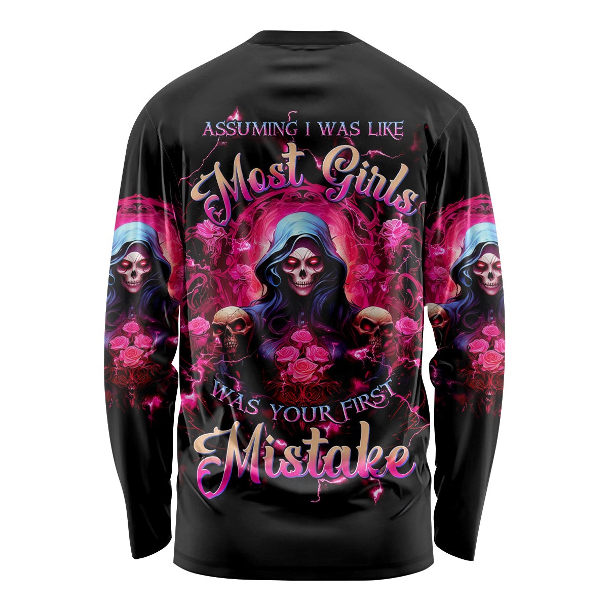 Rose Skull Long Sleeve Shirt I Hold A Beast An Angel And A Crazy Lady In Me - Wonder Print Shop