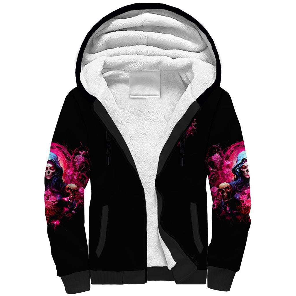 Rose Skull Sherpa Hoodie I Hold A Beast An Angel And A Crazy Lady In Me - Wonder Print Shop