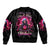 Rose Skull Sleeve Zip Bomber Jacket I Hold A Beast An Angel And A Crazy Lady In Me - Wonder Print Shop