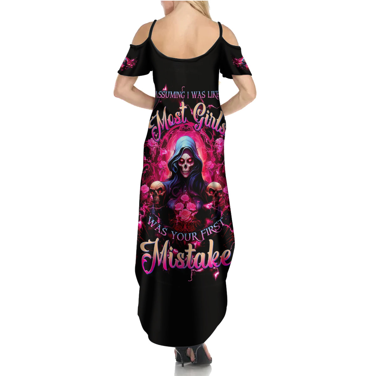 Rose Skull Summer Maxi Dress I Hold A Beast An Angel And A Crazy Lady In Me - Wonder Print Shop