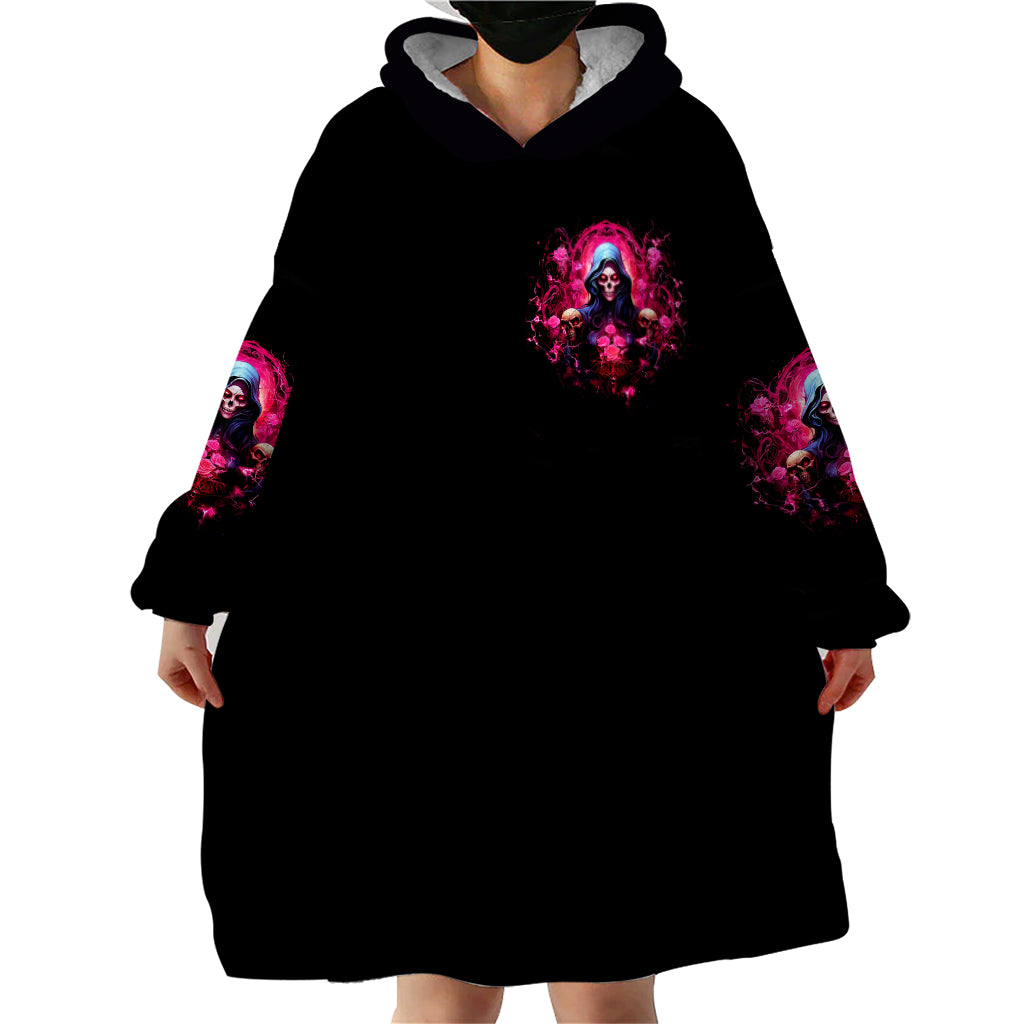 Rose Skull Wearable Blanket Hoodie I Hold A Beast An Angel And A Crazy Lady In Me - Wonder Print Shop