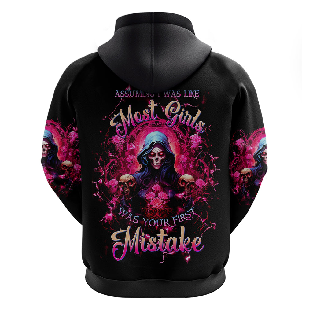 Rose Skull Zip Hoodie I Hold A Beast An Angel And A Crazy Lady In Me - Wonder Print Shop