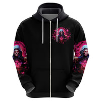 Rose Skull Zip Hoodie I Hold A Beast An Angel And A Crazy Lady In Me - Wonder Print Shop