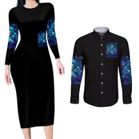 Flame Skull Couples Matching Long Sleeve Bodycon Dress and Long Sleeve Button Shirt If You Kick Me When I'm Down You Better Pray I Don't Get Up - Wonder Print Shop