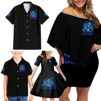Flame Skull Family Matching Off Shoulder Short Dress and Hawaiian Shirt If You Kick Me When I'm Down You Better Pray I Don't Get Up - Wonder Print Shop