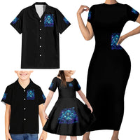 Flame Skull Family Matching Short Sleeve Bodycon Dress and Hawaiian Shirt If You Kick Me When I'm Down You Better Pray I Don't Get Up - Wonder Print Shop
