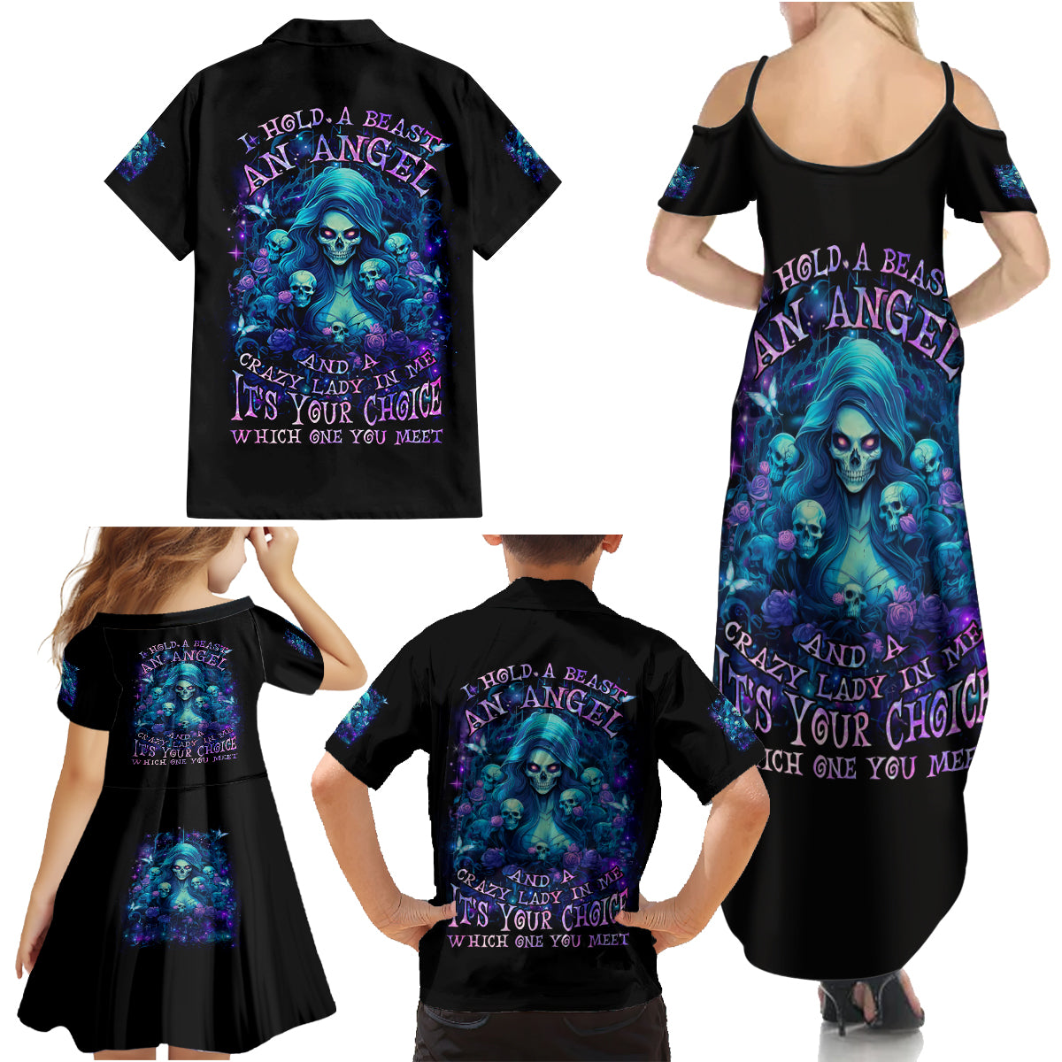 Flame Skull Family Matching Summer Maxi Dress and Hawaiian Shirt If You Kick Me When I'm Down You Better Pray I Don't Get Up - Wonder Print Shop