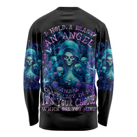 Flame Skull Long Sleeve Shirt If You Kick Me When I'm Down You Better Pray I Don't Get Up - Wonder Print Shop