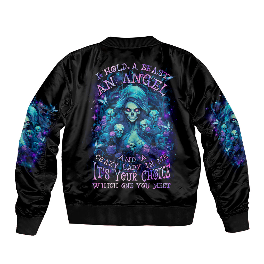 Flame Skull Sleeve Zip Bomber Jacket If You Kick Me When I'm Down You Better Pray I Don't Get Up - Wonder Print Shop