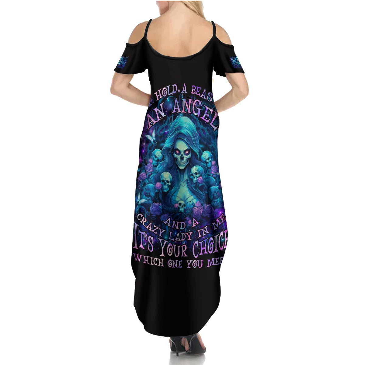 Flame Skull Summer Maxi Dress If You Kick Me When I'm Down You Better Pray I Don't Get Up - Wonder Print Shop