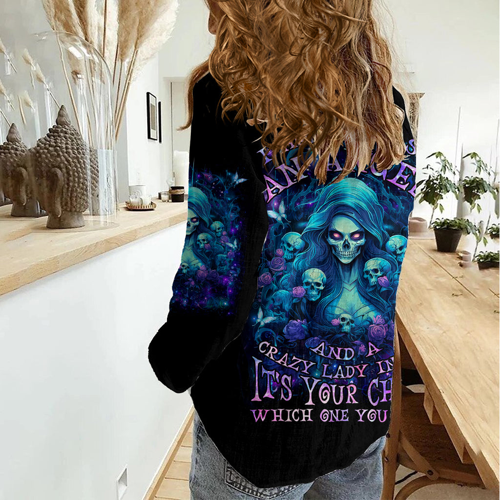 Flame Skull Women Casual Shirt If You Kick Me When I'm Down You Better Pray I Don't Get Up - Wonder Print Shop
