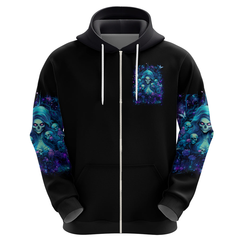 Flame Skull Zip Hoodie If You Kick Me When I'm Down You Better Pray I Don't Get Up - Wonder Print Shop