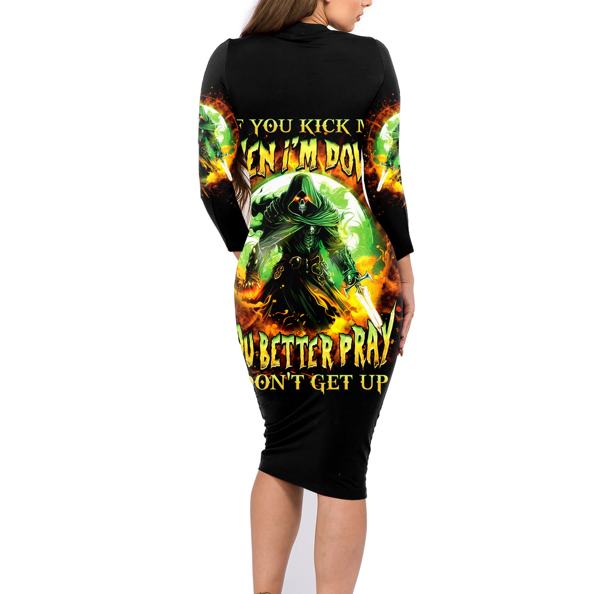 Fairy Skull Family Matching Long Sleeve Bodycon Dress and Hawaiian Shirt In My Next Life I Want To Be The Karme Fairy - Wonder Print Shop