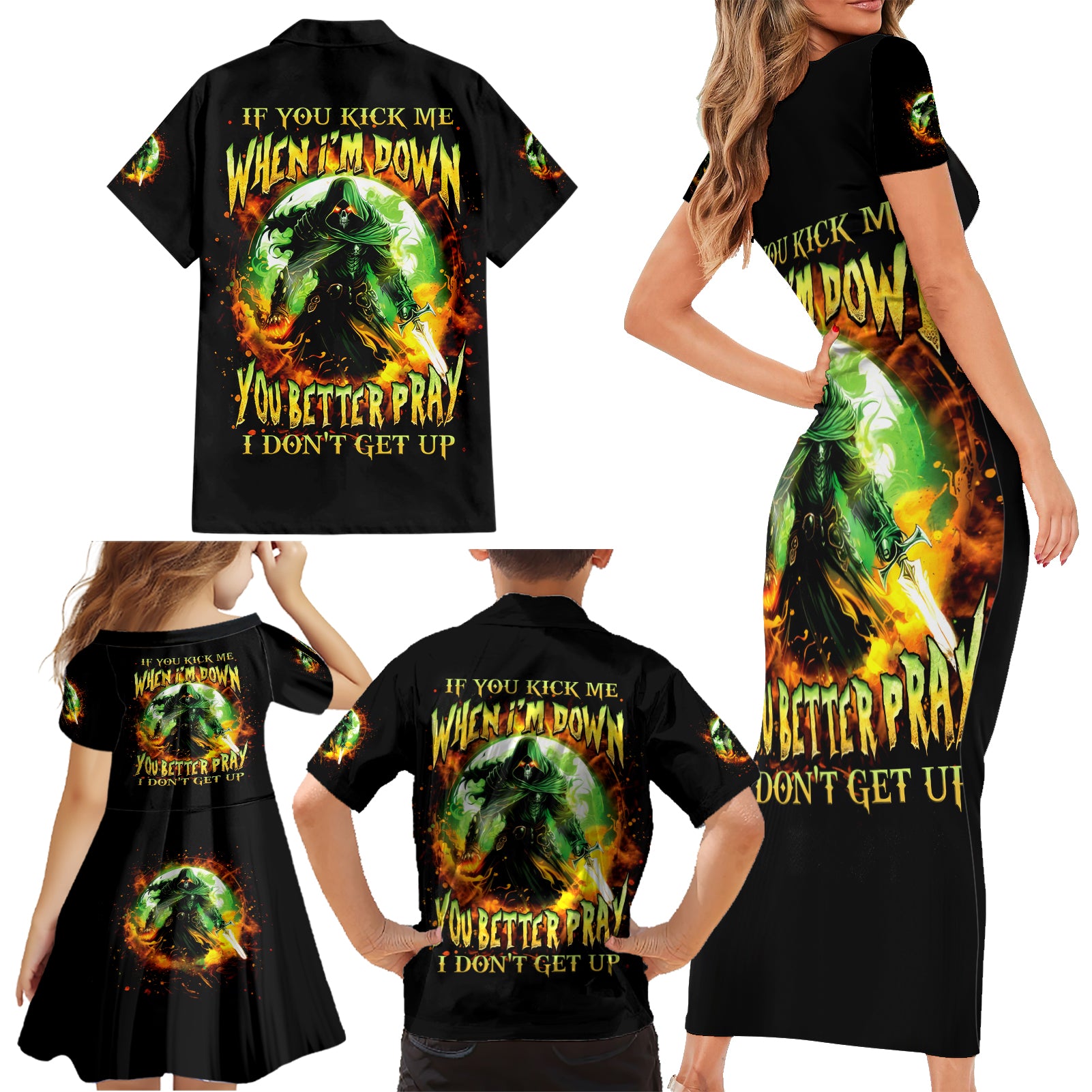 Fairy Skull Family Matching Short Sleeve Bodycon Dress and Hawaiian Shirt In My Next Life I Want To Be The Karme Fairy - Wonder Print Shop