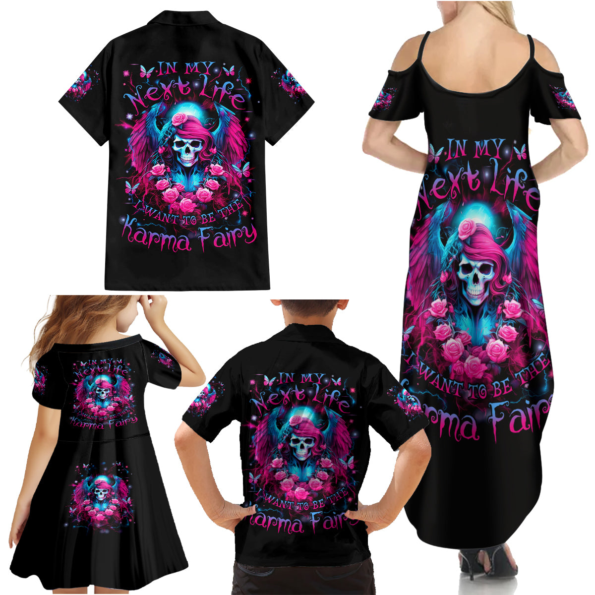 Witch Skull Family Matching Summer Maxi Dress and Hawaiian Shirt Buckle Up Buttercup You Just Flipped My Bitch Switch - Wonder Print Shop