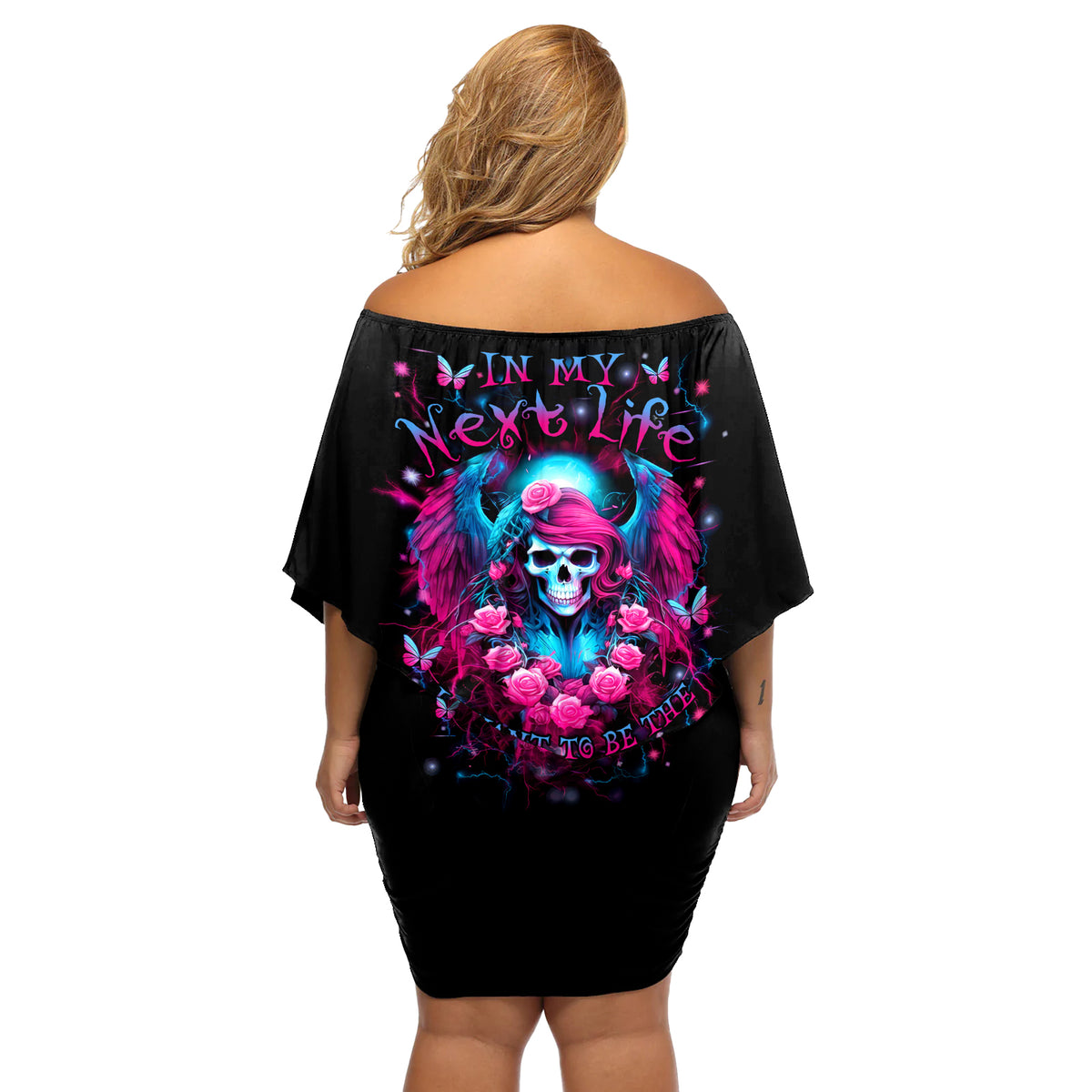 Witch Skull Off Shoulder Short Dress Buckle Up Buttercup You Just Flipped My Bitch Switch - Wonder Print Shop