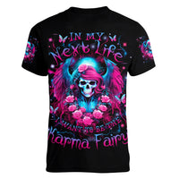 Witch Skull Women V Neck T Shirt Buckle Up Buttercup You Just Flipped My Bitch Switch - Wonder Print Shop