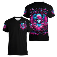Witch Skull Women V Neck T Shirt Buckle Up Buttercup You Just Flipped My Bitch Switch - Wonder Print Shop