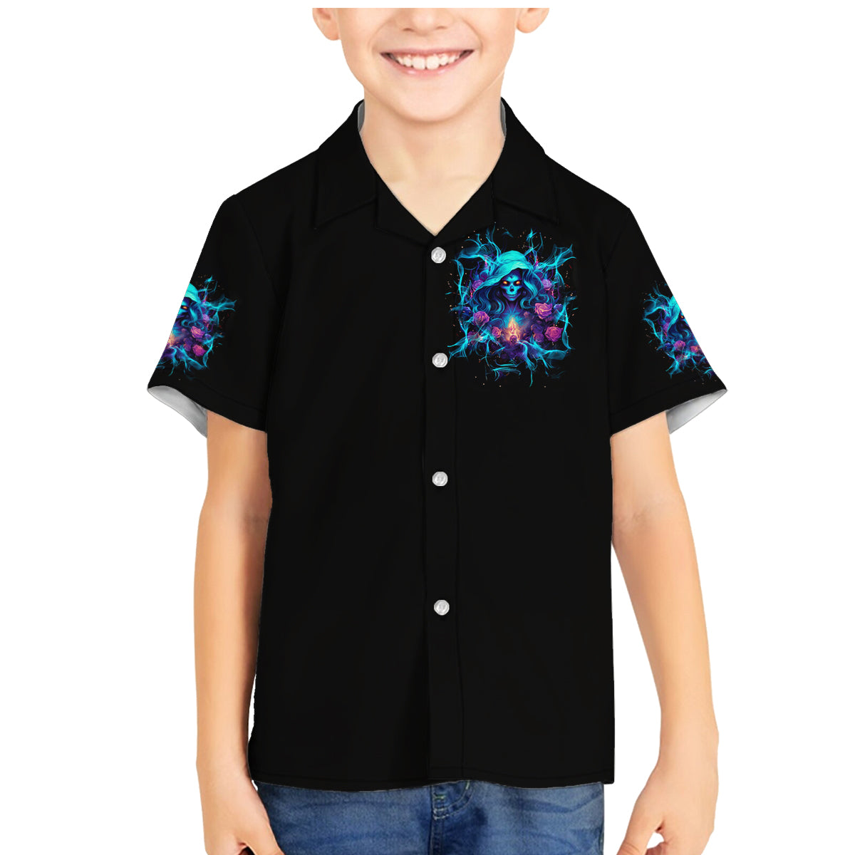 Witch Skull Family Matching Mermaid Dress and Hawaiian Shirt I'm A Good Person But Don't Give Me A Reason To Show My Evel Side - Wonder Print Shop