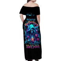 Witch Skull Family Matching Off Shoulder Maxi Dress and Hawaiian Shirt I'm A Good Person But Don't Give Me A Reason To Show My Evel Side - Wonder Print Shop