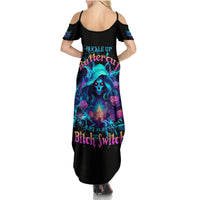 Witch Skull Family Matching Summer Maxi Dress and Hawaiian Shirt I'm A Good Person But Don't Give Me A Reason To Show My Evel Side - Wonder Print Shop