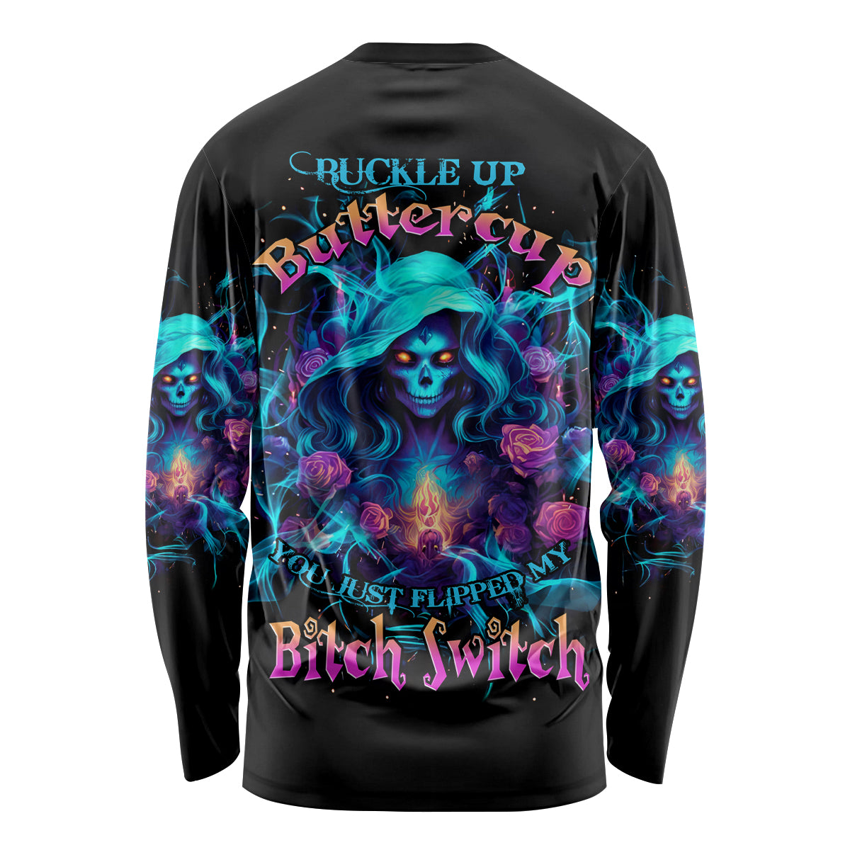 Witch Skull Long Sleeve Shirt I'm A Good Person But Don't Give Me A Reason To Show My Evel Side - Wonder Print Shop