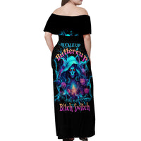 Witch Skull Off Shoulder Maxi Dress I'm A Good Person But Don't Give Me A Reason To Show My Evel Side - Wonder Print Shop